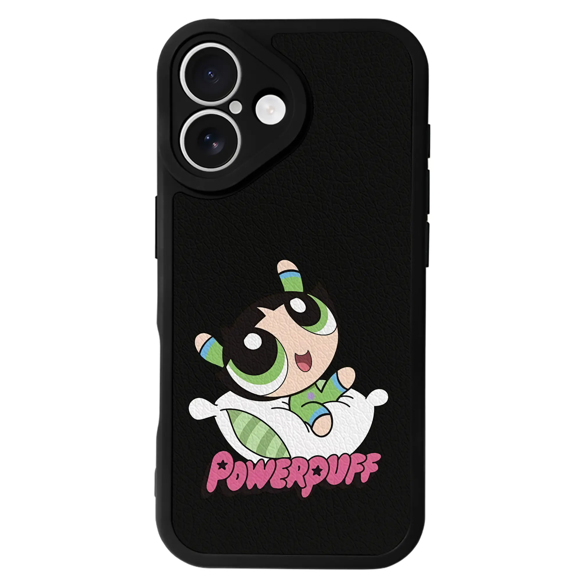 パワパフガールズ グッズ バターカップ - IPhone 16シリーズ対応 ・ シリコンスマホケース ・ レザー調 ・ 高精度フィット ・ 耐衝撃 ・ ワイヤレス充電対応 ・ 精密カット